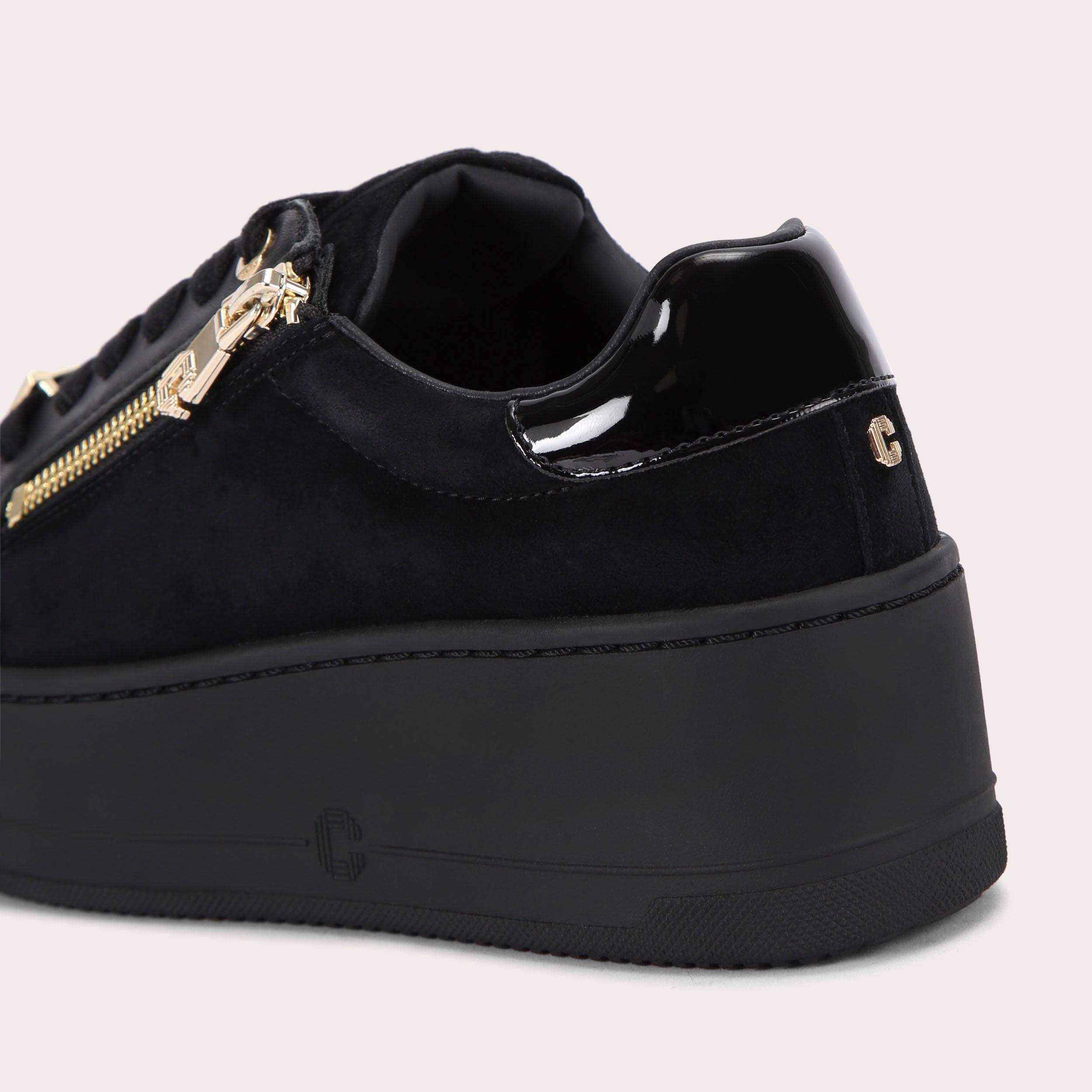 CONNECTED ZIP Black Suede Lace Up Trainers by CARVELA