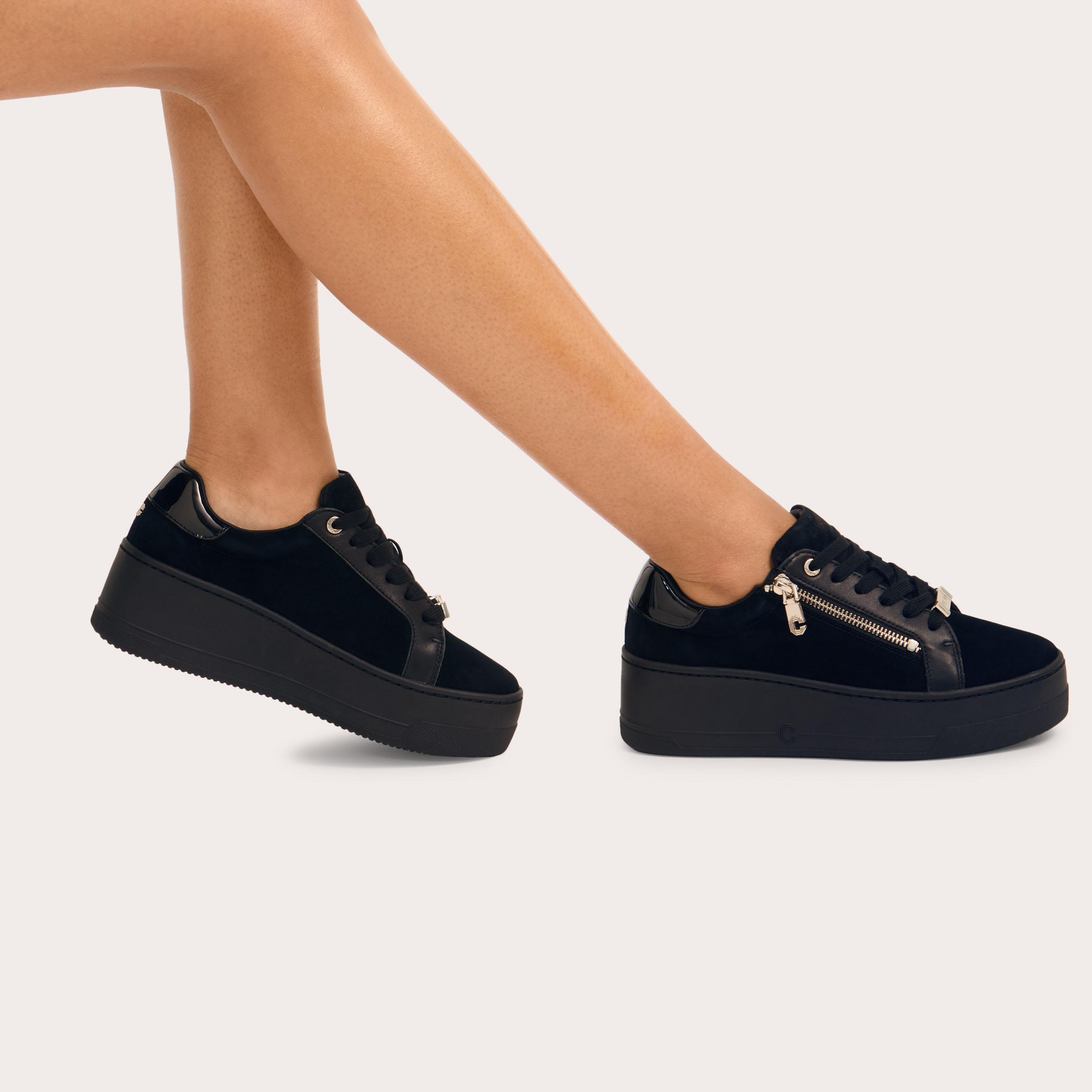 CONNECTED ZIP Black Suede Lace Up Trainers by CARVELA