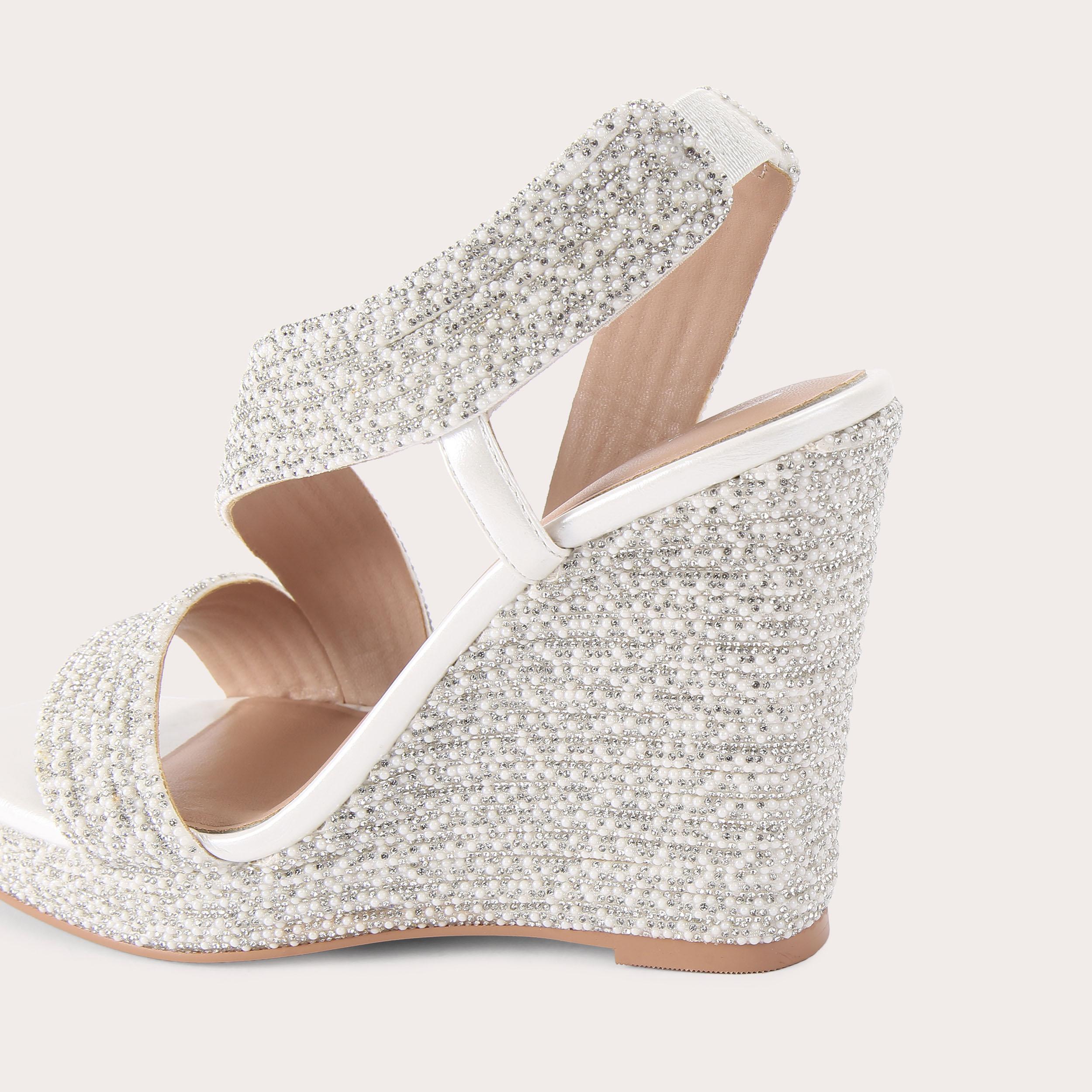 GALA WEDGE JEWEL 110 White Embellished Wedge Heel by CARVELA