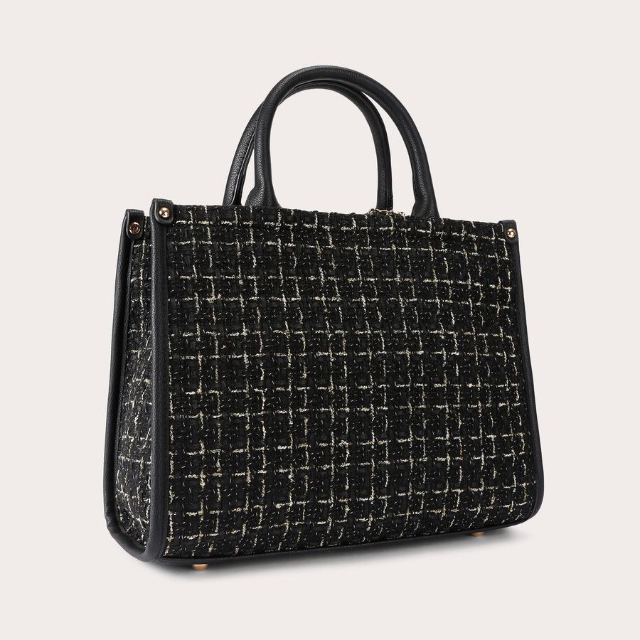 SORRENTO MIDI TOTE Black Tweed Fabric Midi Tote Bag by CARVELA