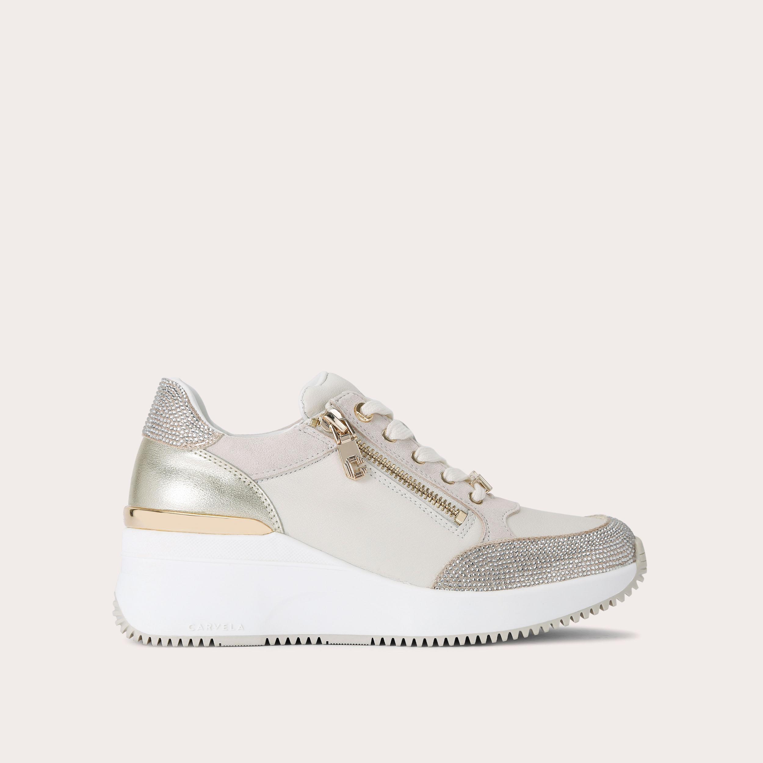 SKYLINE WEDGE SNEAKER Bone Lace Up Trainer by CARVELA