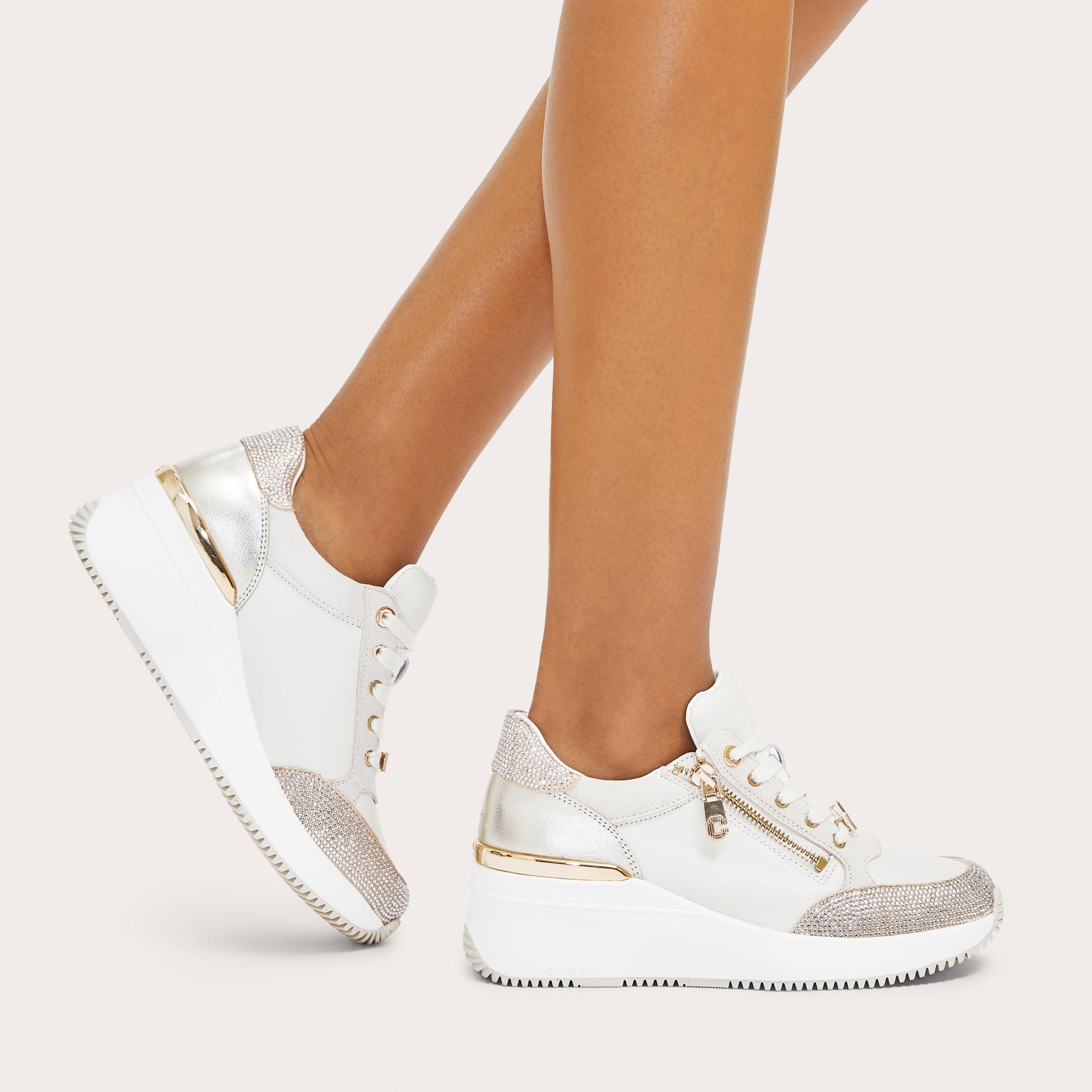SKYLINE WEDGE SNEAKER Bone Lace Up Trainer by CARVELA