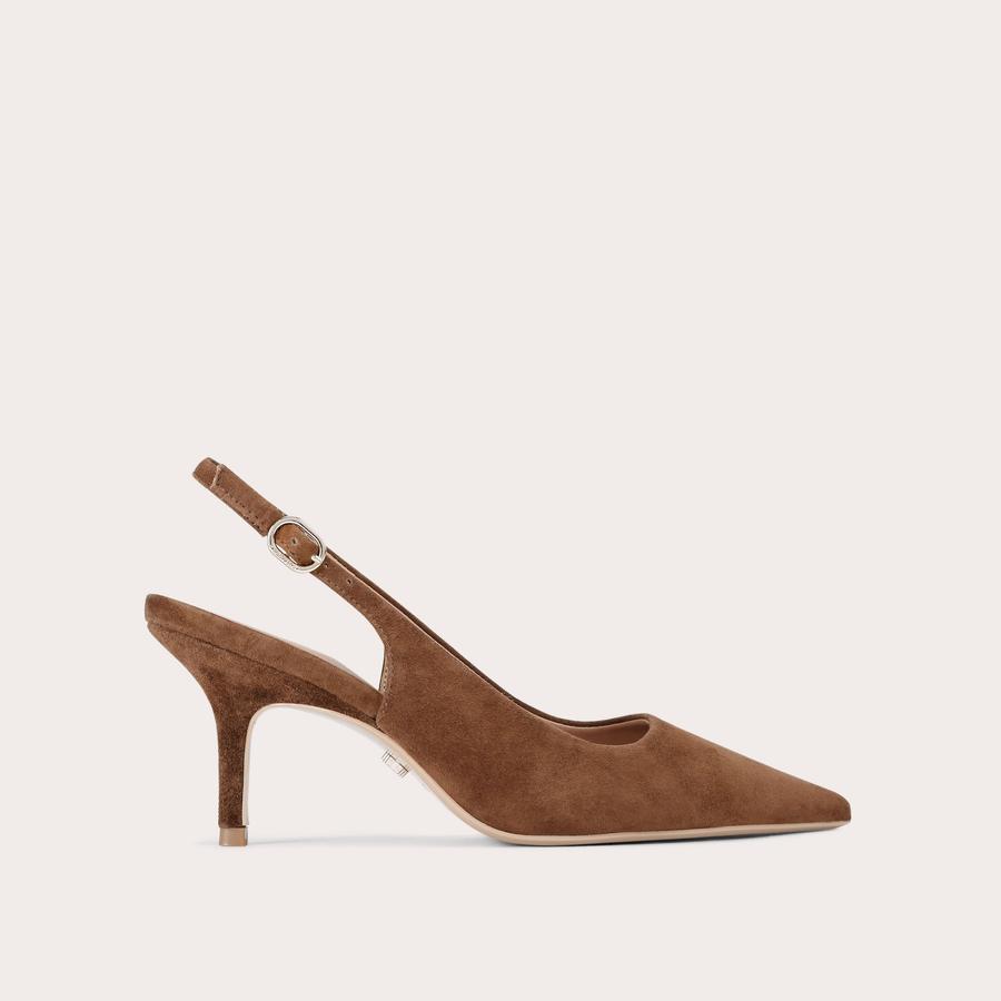 SPIRITED Brown Suede Slingback Heel by CARVELA