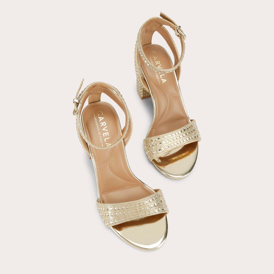 KIANNI WIDE FIT Gold Crystal High Heel by CARVELA