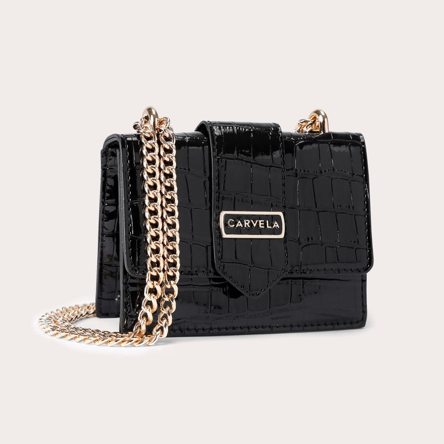 JESSICA MICRO Black Croc Micro Bag by CARVELA