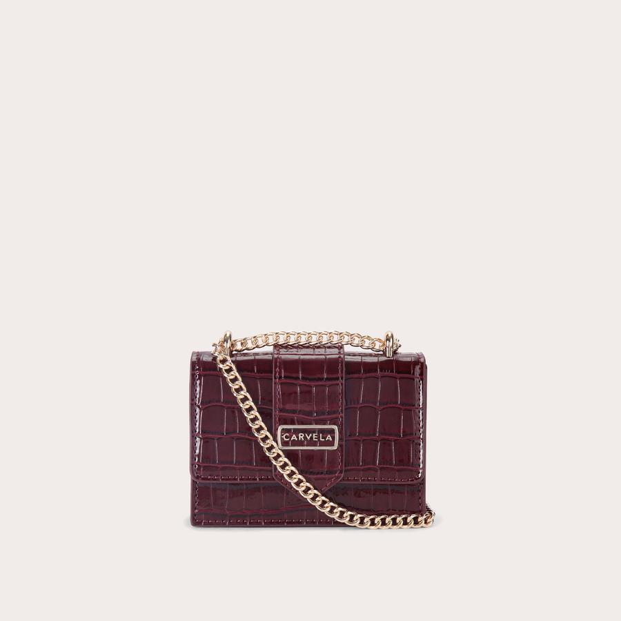 JESSICA MICRO Dark Red Croc Micro Bag by CARVELA