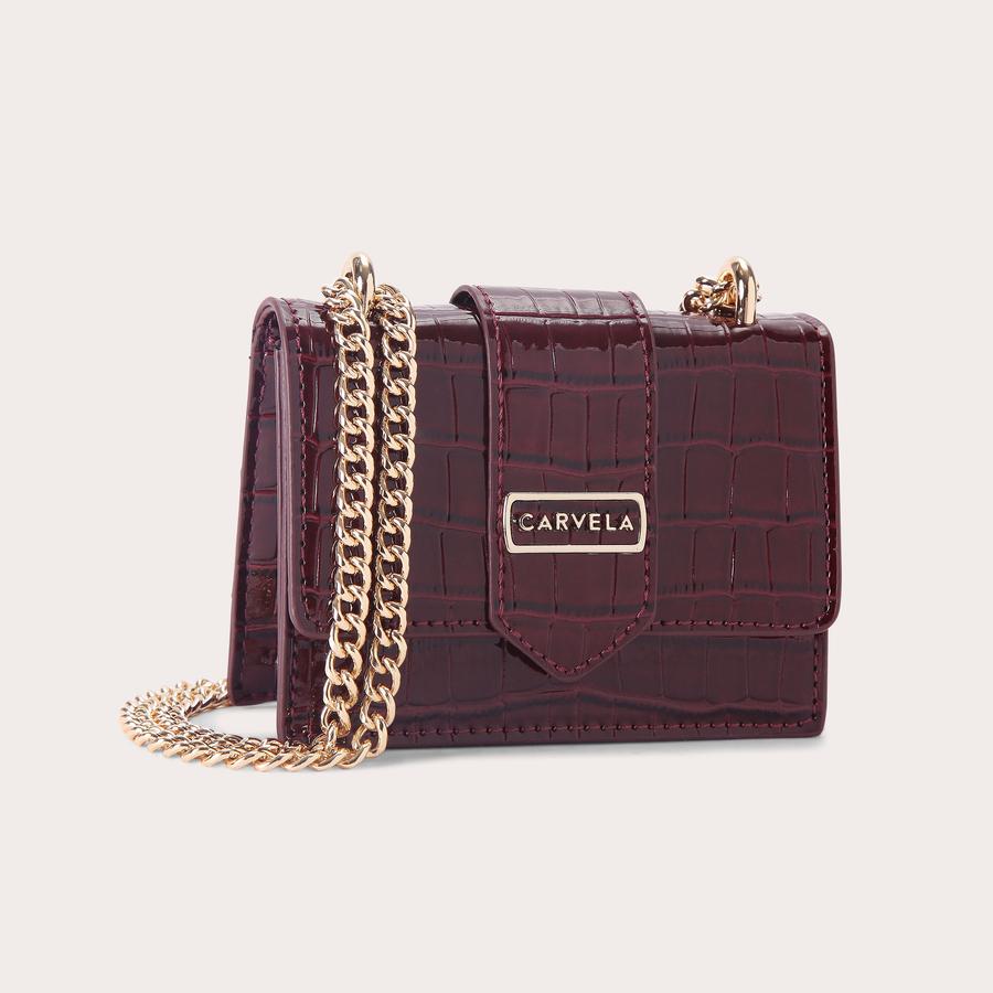 JESSICA MICRO Dark Red Croc Micro Bag by CARVELA
