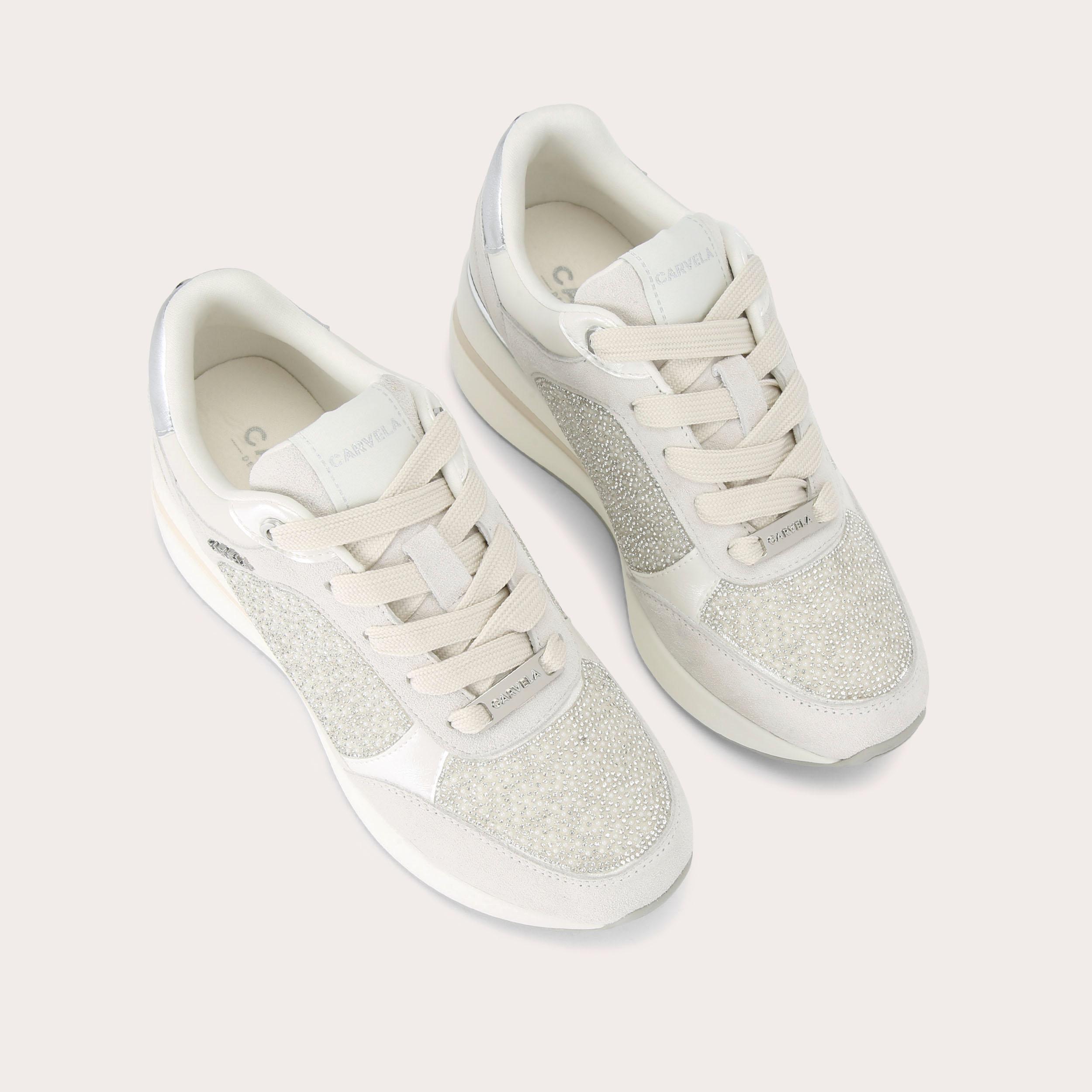 HIGH RISE PEARL White Pearl High Wedge Trainer by Carvela