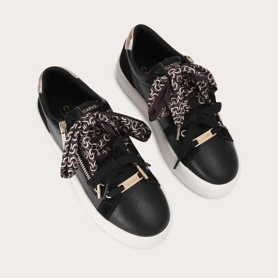 SORRENTO SCARF SNEAKER Black Lizard Sneaker by Carvela