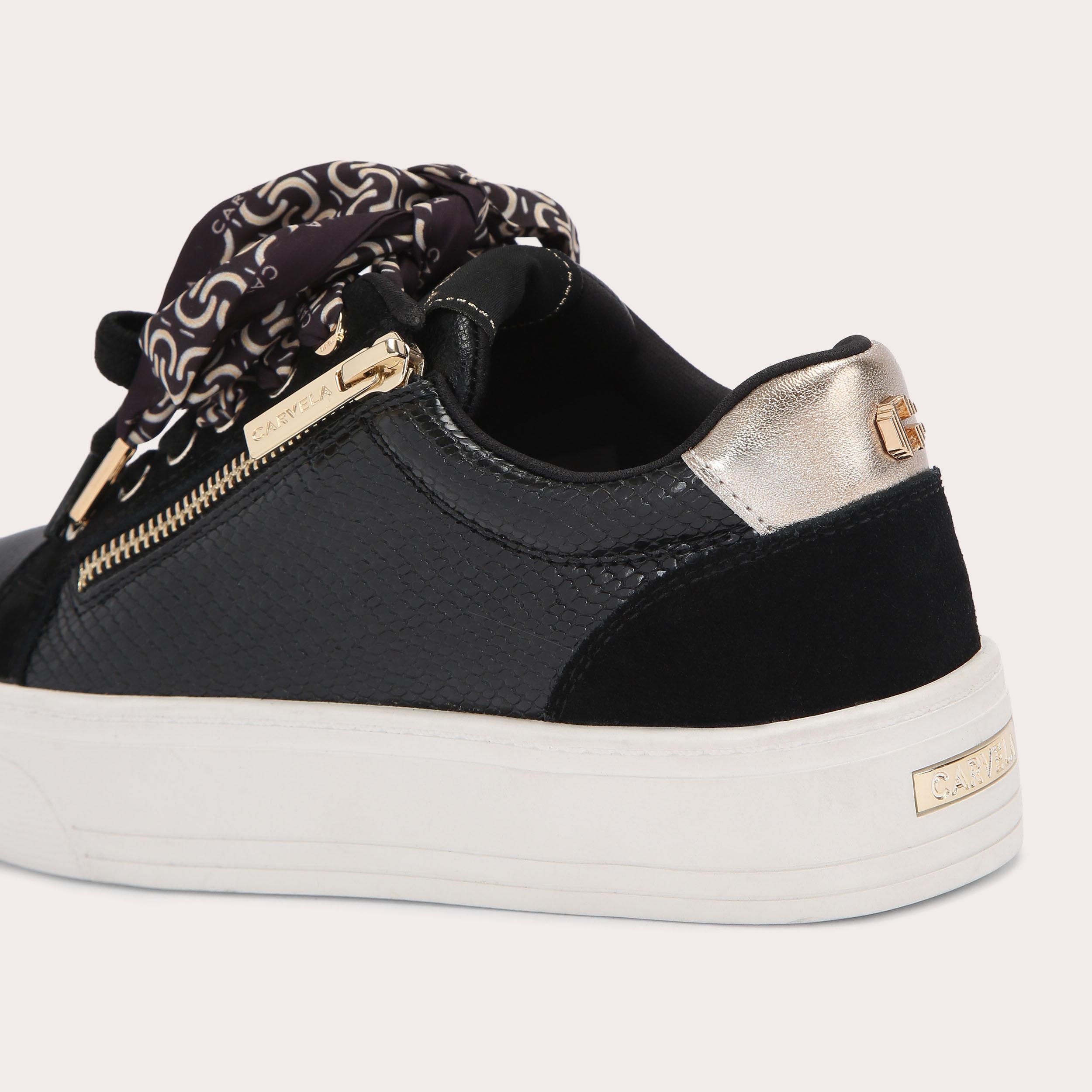 SORRENTO SCARF SNEAKER Black Lizard Sneaker by Carvela