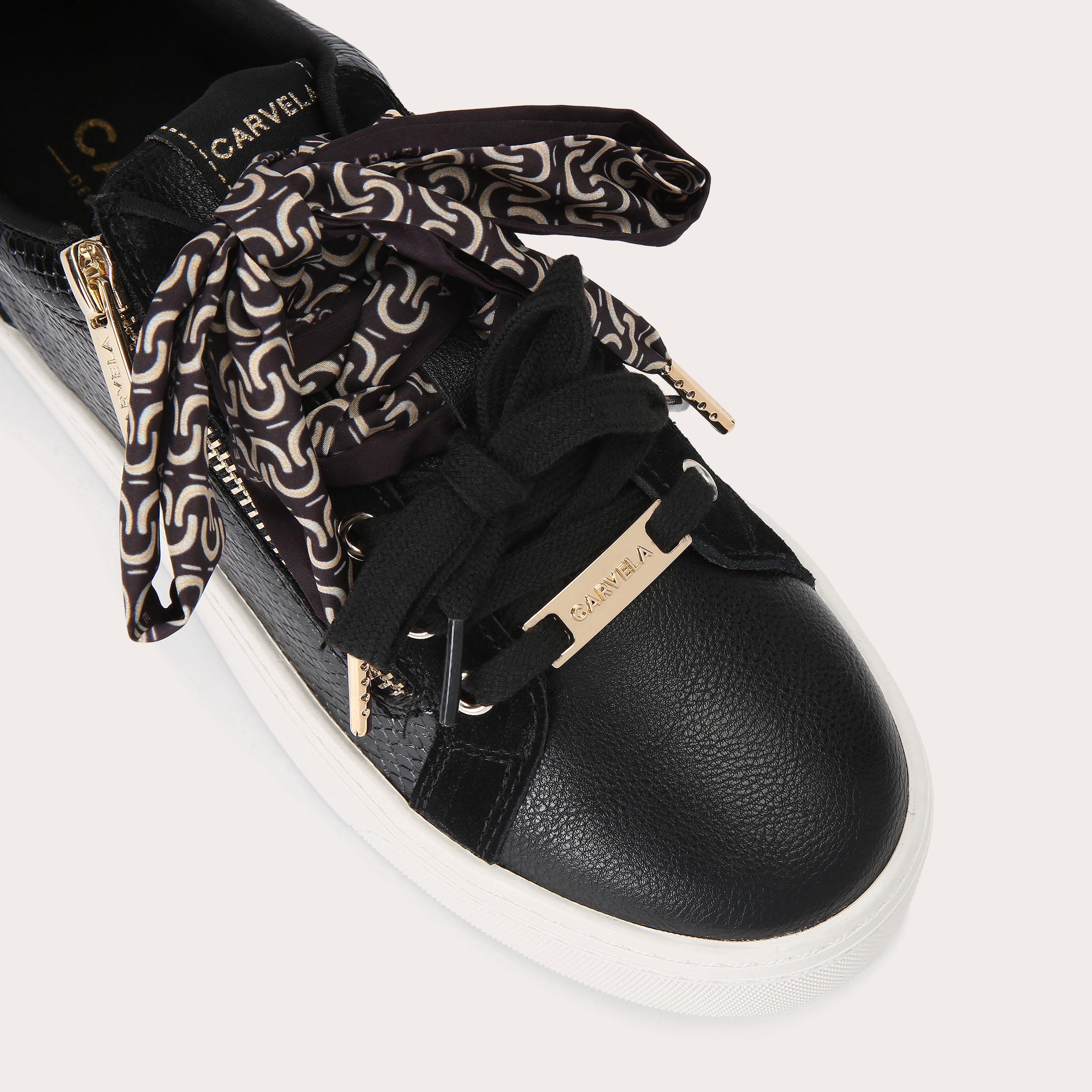 SORRENTO SCARF SNEAKER Black Lizard Sneaker by Carvela