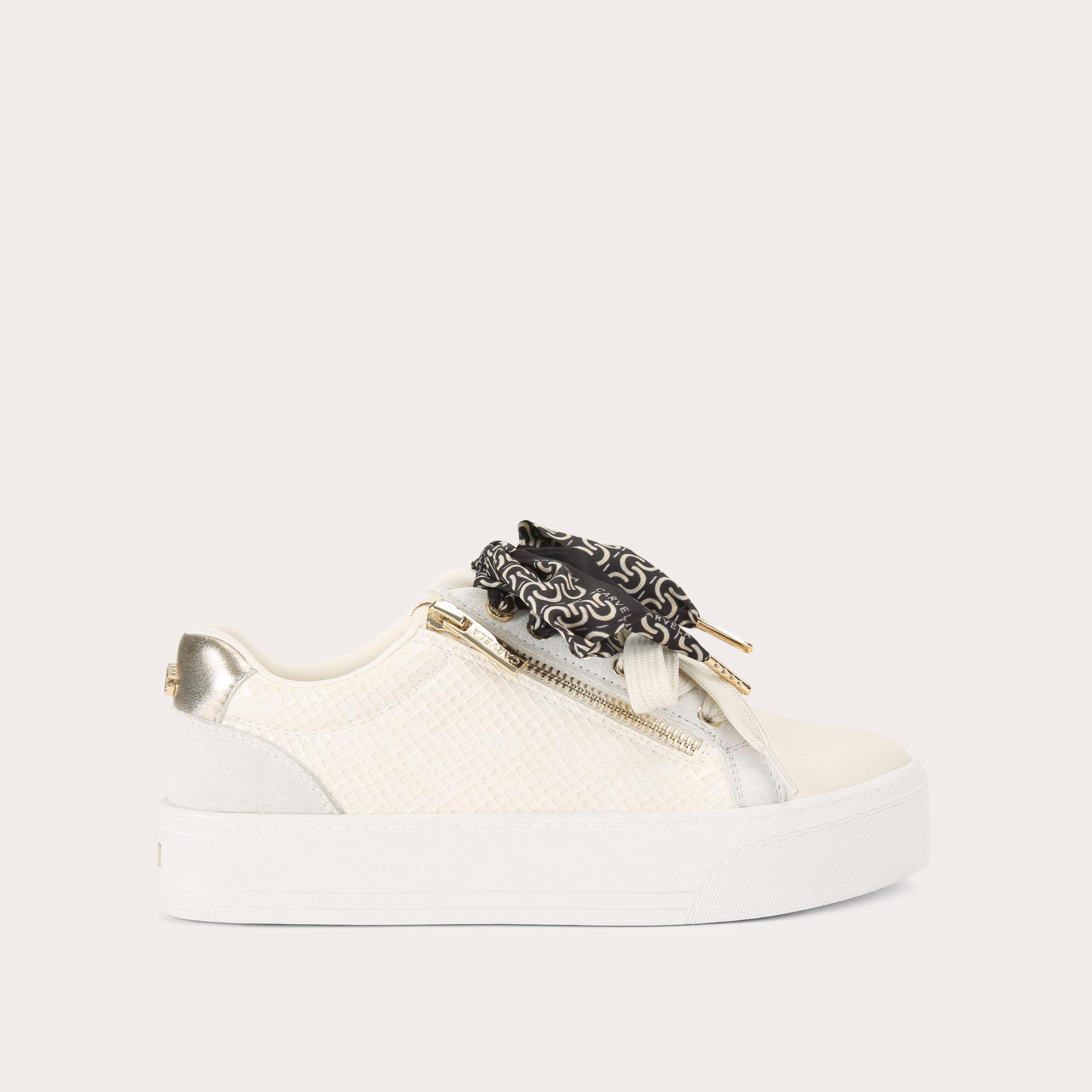 SORRENTO SCARF SNEAKER Lizard Bone Embossed Sneaker by Carvela