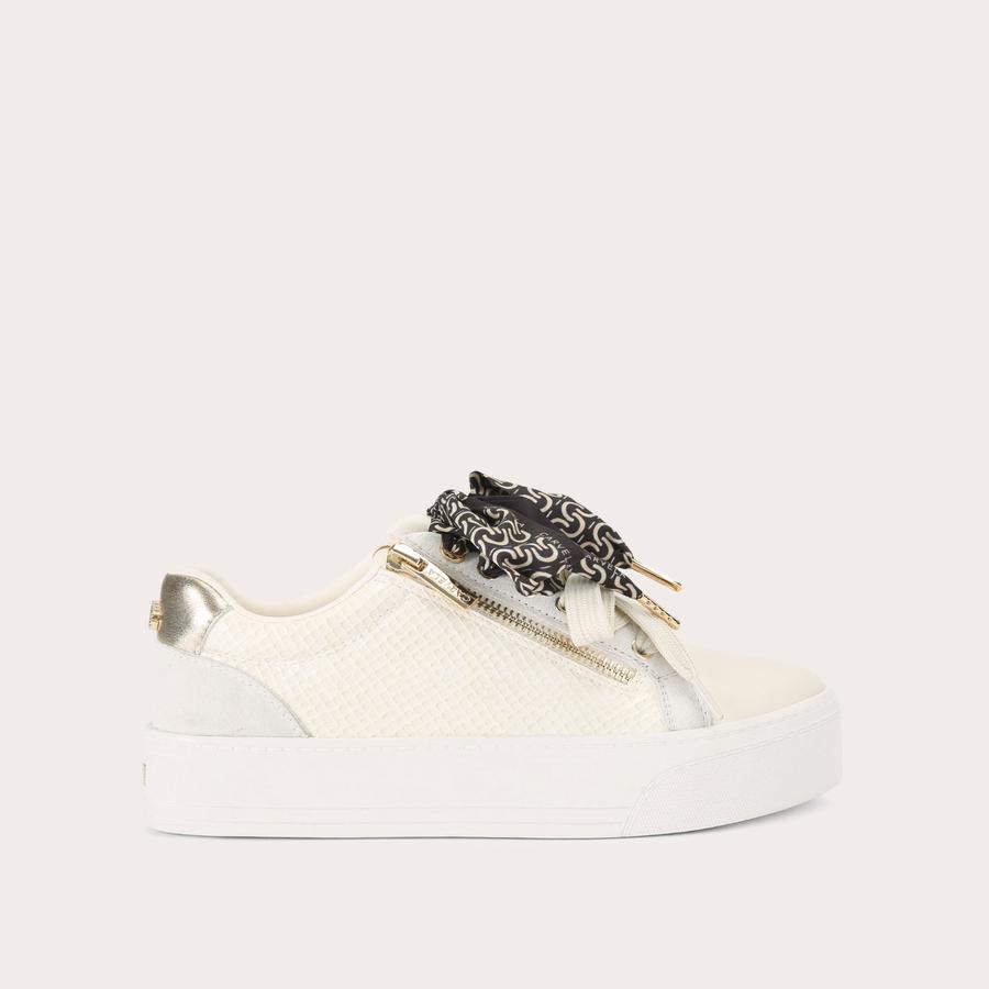 SORRENTO SCARF SNEAKER Lizard Bone Embossed Sneaker by Carvela