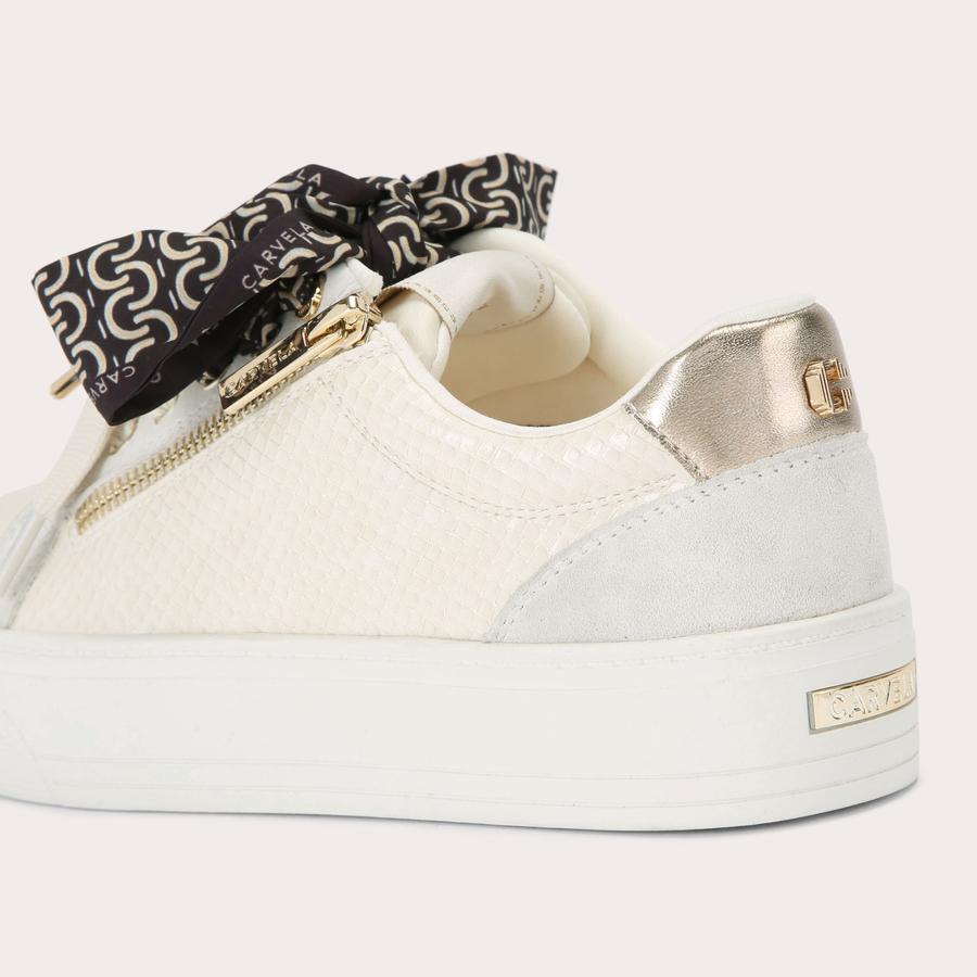 SORRENTO SCARF SNEAKER Lizard Bone Embossed Sneaker by Carvela