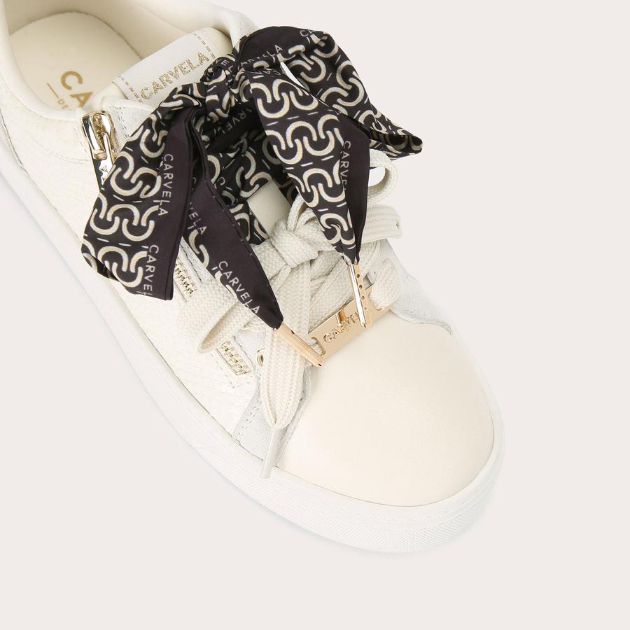 SORRENTO SCARF SNEAKER Lizard Bone Embossed Sneaker by Carvela