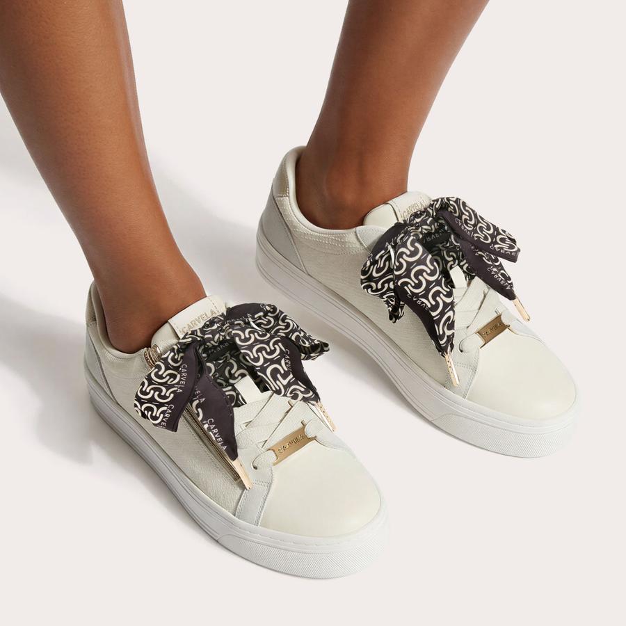 SORRENTO SCARF SNEAKER Lizard Bone Embossed Sneaker by Carvela