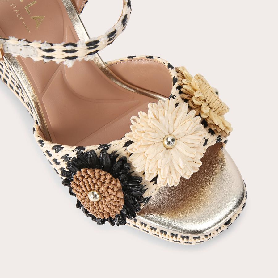 SORRENTO FLOWER WEDGE Sorrento Black and Beige Wedge High Heel